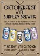 Oktoberfest with Burnley Brewing Dinner -  Thursday 6th October from 6.30pm